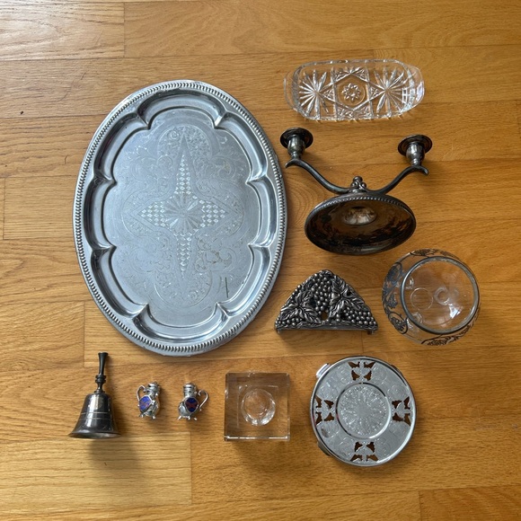 Other - Thrifted Gift Bundle - “SILVER PLATTER” - Vintage Home Decor